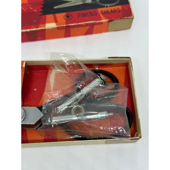 VTG Spitz Pinking Shears Original Box Black Handles Steel Blades Sewing Scissor - Picture 9 of 9